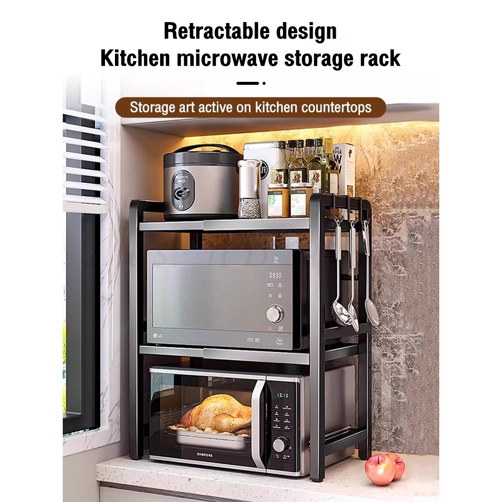 Two layers kitchen rack microwave rack oven rack pot rack adjustable ...