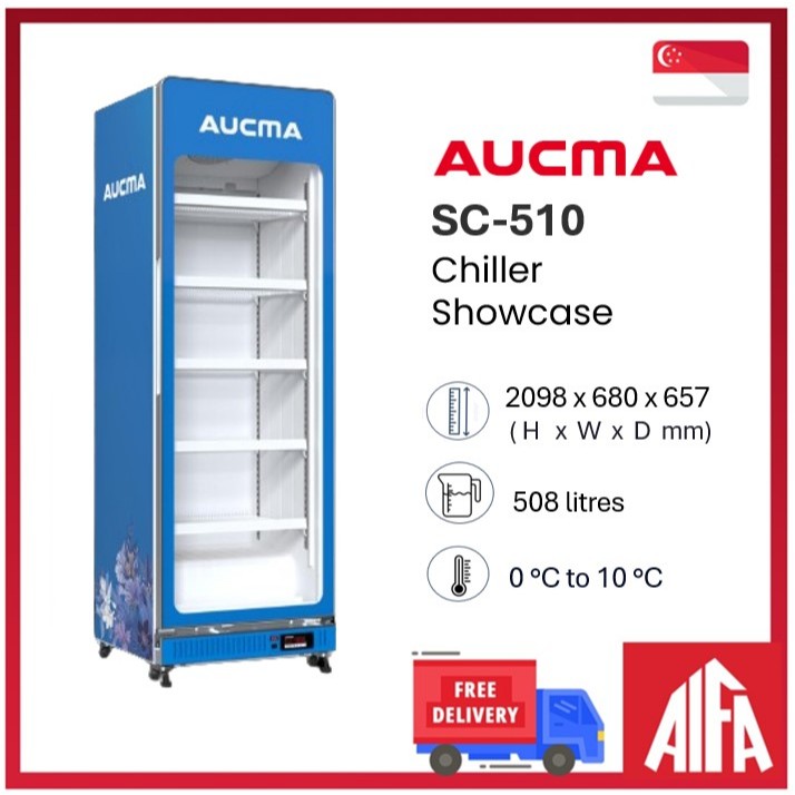 Aucma SC-510 Chiller Showcase, 508L, Step compartment for more display ...