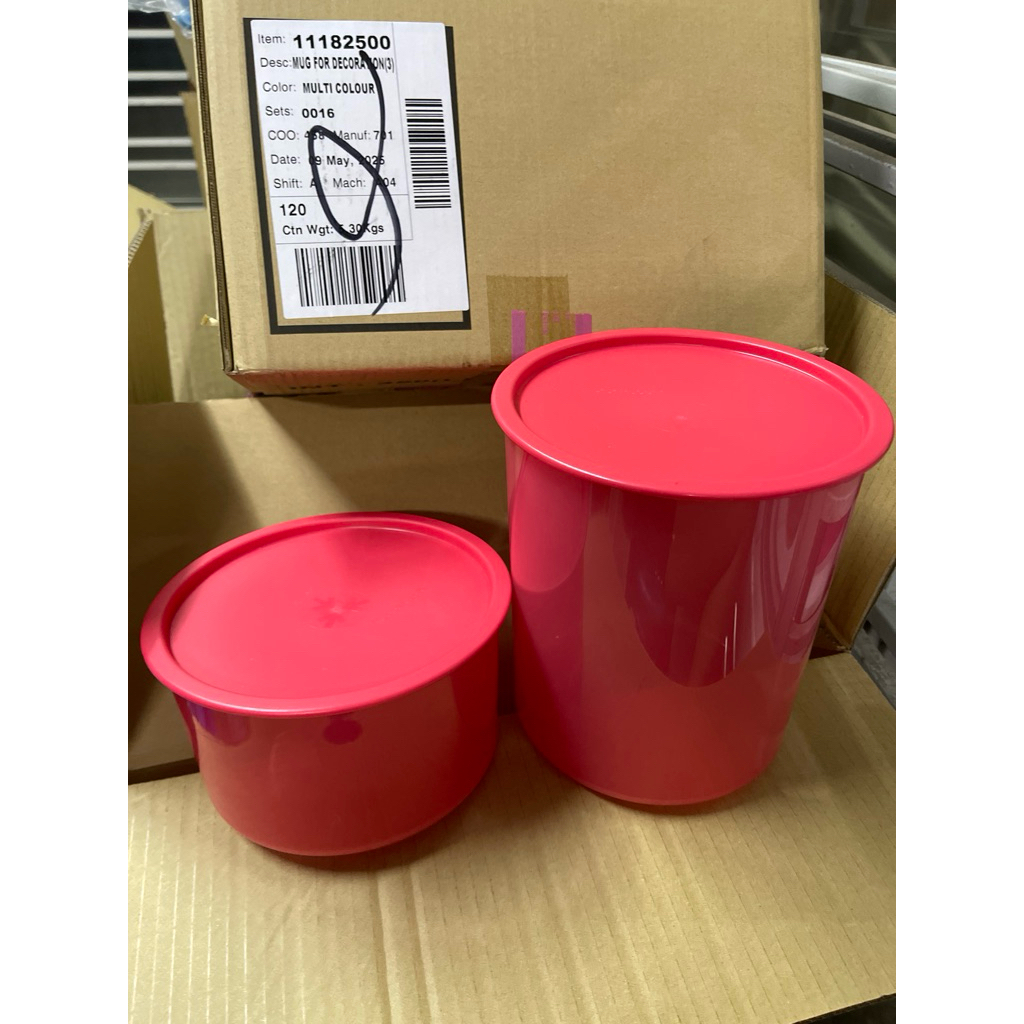 Tupperware large - one touch red color 4.3L and 2L | Shopee Singapore