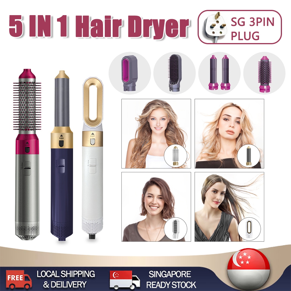 【READY STOCK】5 in 1 Hair Styler Hair Dryer Ceramic Hair Curling iron ...