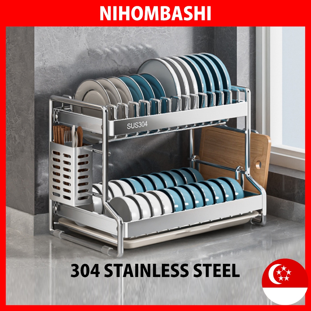 Dishrack 304 Stainless Steel Dish Rack Kitchen Storage Drain Rack Plate ...