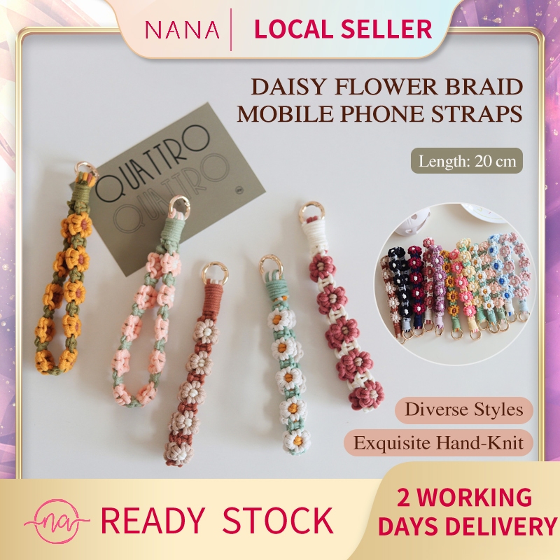 [SG] High-Quality Daisy Flower Braid Mobile Phone Straps, Handmade Ins ...