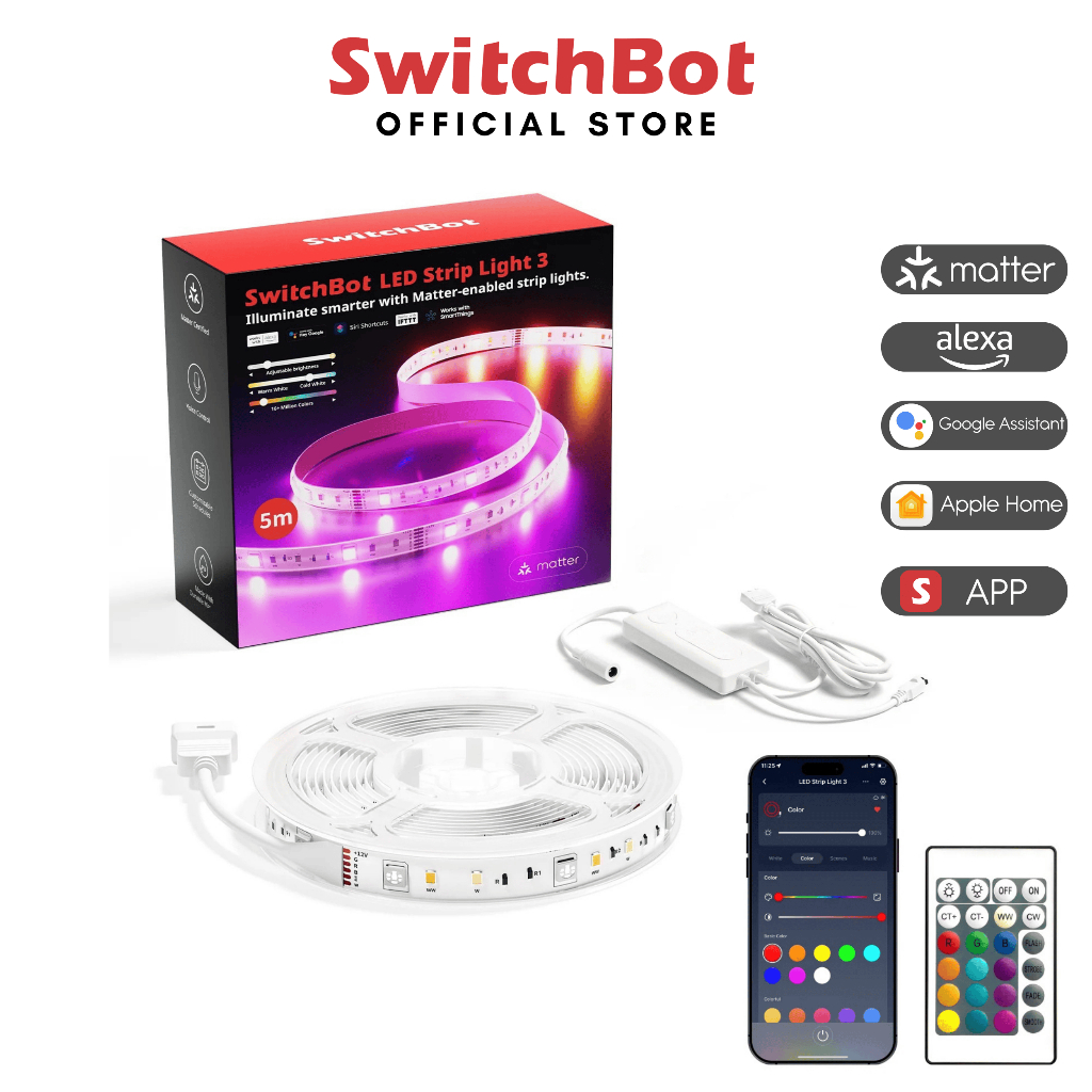 SwitchBot LED Strip Light 3 (UK Plug) | RGBCCT LED Strip with Music ...