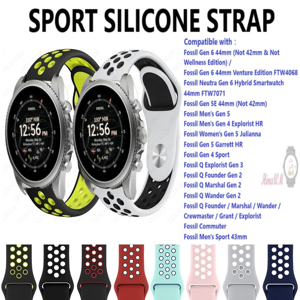 Ready Stock Soft Sport Silicone Strap Band for Smart Watch Fossil Gen 6 44mm Hybrid Venture Edition Gen 5e Gen 5 Gen 4 Gen 3 Fossil Q Explorist Gen 3 Fossil Q Shopee Singapore