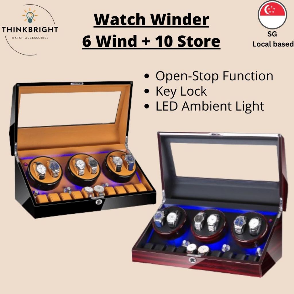 Premium Watch Winder 6 10 Automatic Self Winding Box with LED light