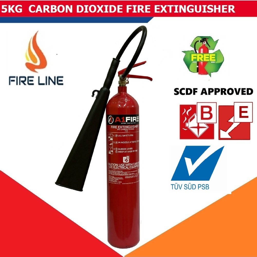[ SCDF/PSB LABEL] 5 KG CARBON DIOXIDE FIRE EXTINGUISHER C/W WALL ...