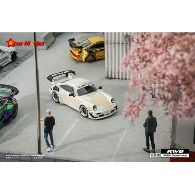 STAR MODEL Porsche RWB 964 GT Wing Chrome Pearl White | Shopee Singapore