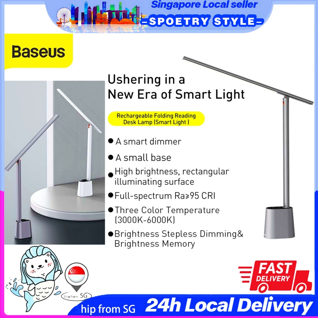 【SG Seller】Baseus LED Desk Lamp Study Foldable Desk Light Bedroom ...