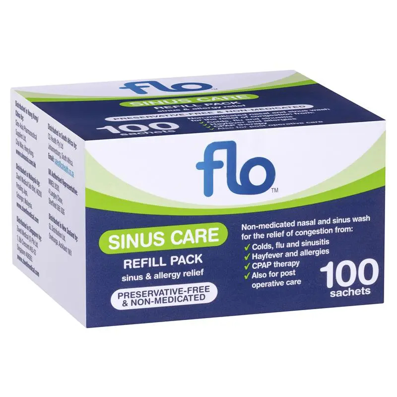 FLO Sinus Care Refill 50/100 Sachets Colds Flu Breathe Easy Daily Use ...