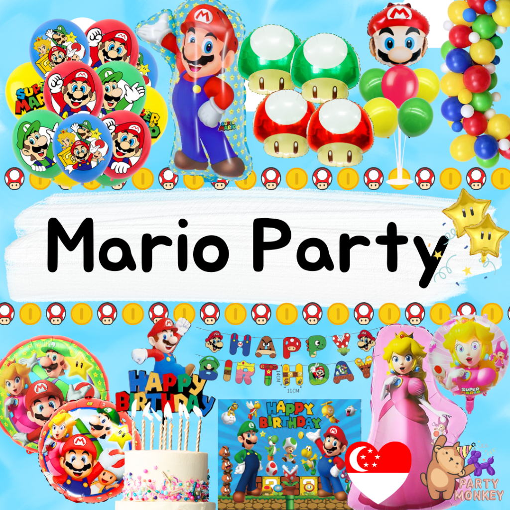 [SG Seller] Super Mario Balloon Theme Party Birthday Decoration ...