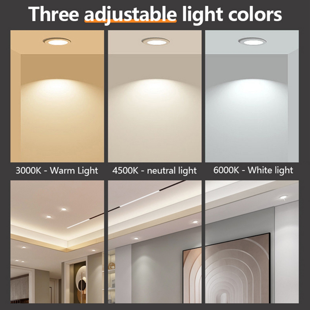 Tri-Color LED Downlight LED Tube Light Ceiling Spotlight 5W 9W 12W 15W ...