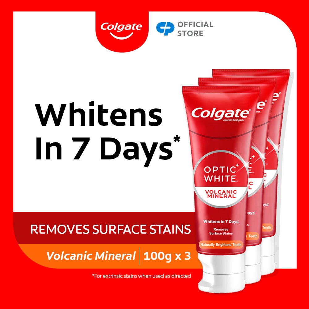 Colgate Optic White Volcanic Minerals Whitening Toothpaste 100g [Bunlde ...