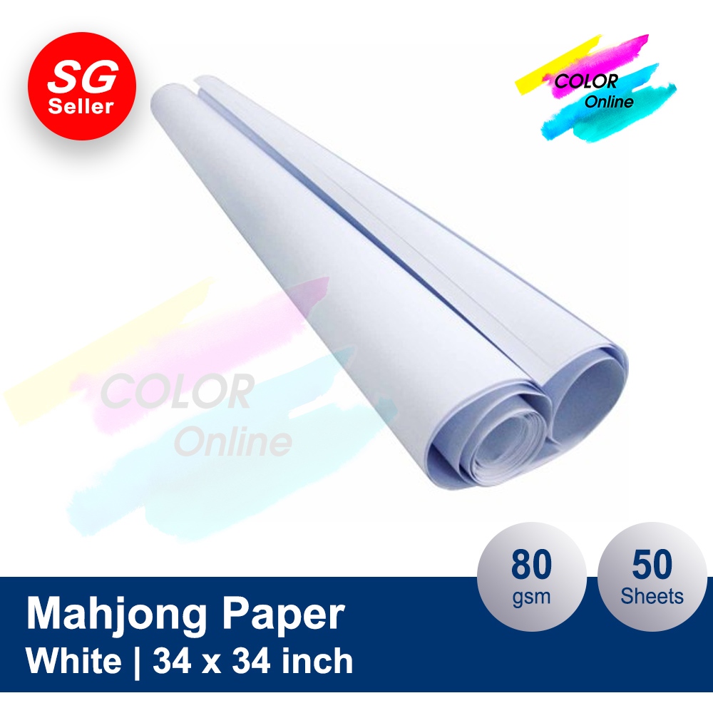 Mahjong Paper 34 x 34 inch (Roll of 50) White Sheet for Drawing and ...