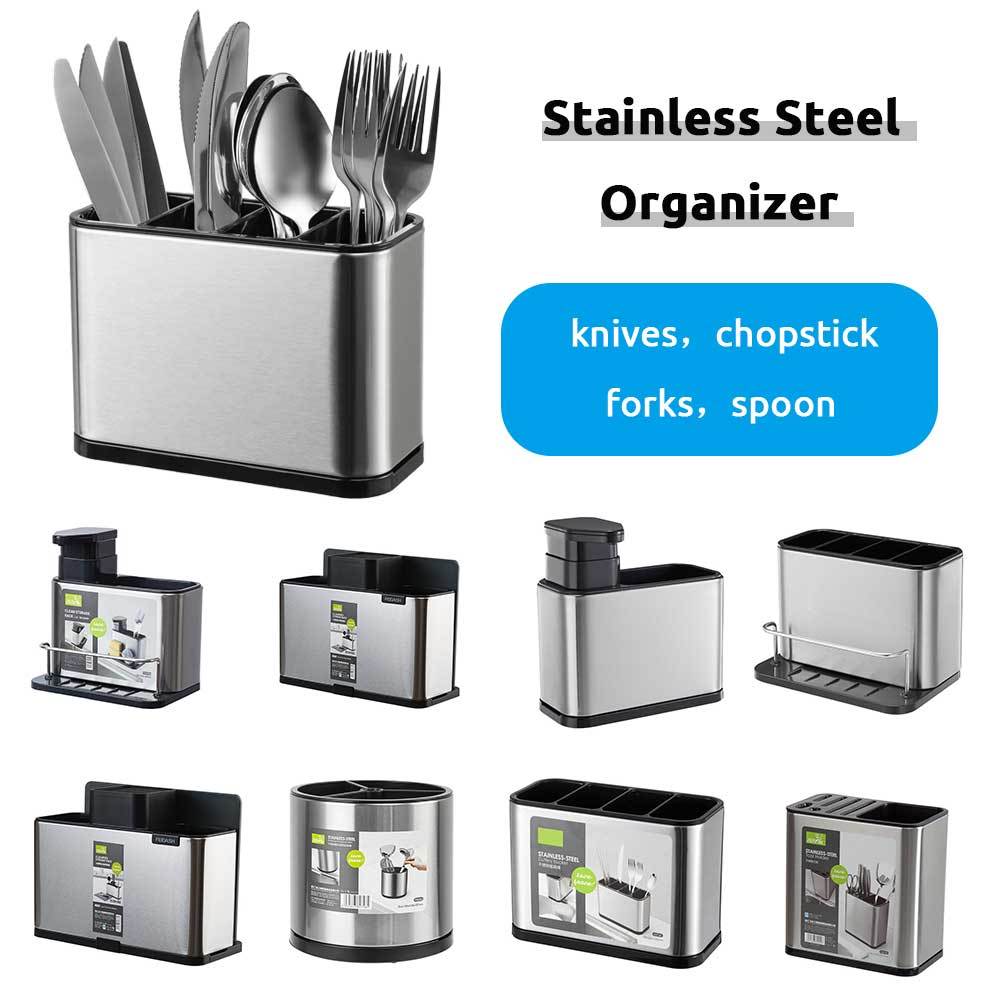 【SG】EmmAmy Stainless Steel Knife Organizer Kitchen Utensil Holder Spoon ...