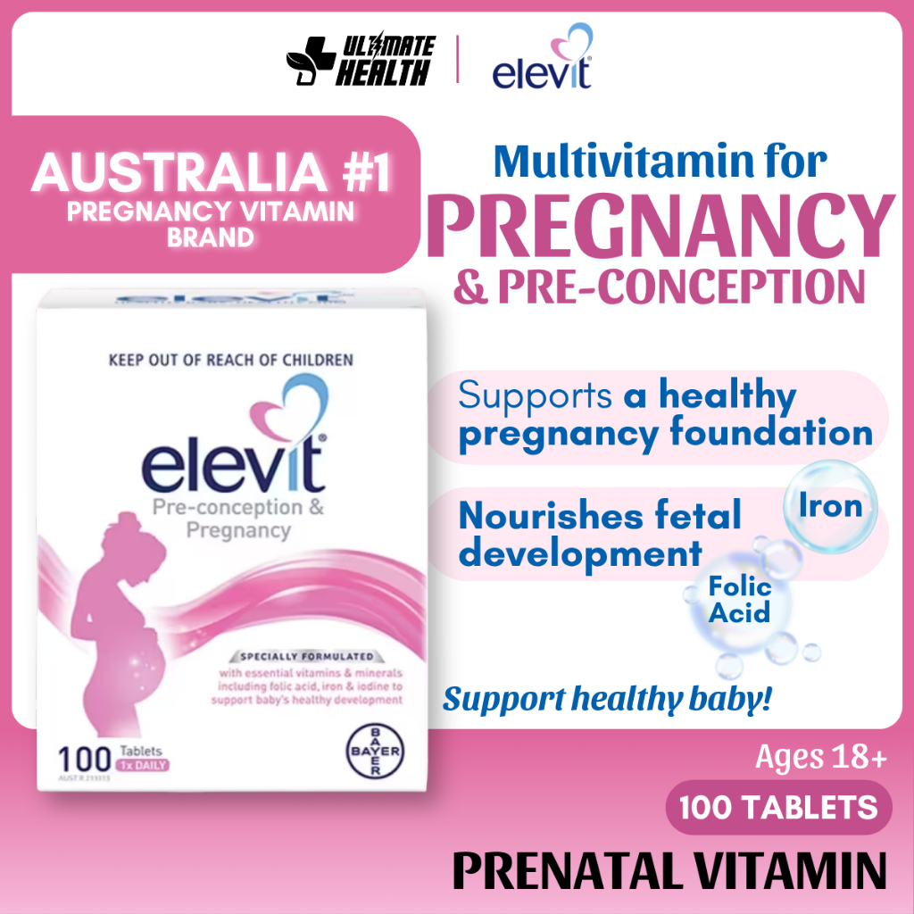 Elevit, Pre-conception & Pregnancy Multivitamin, High Folic Acid, Iron ...