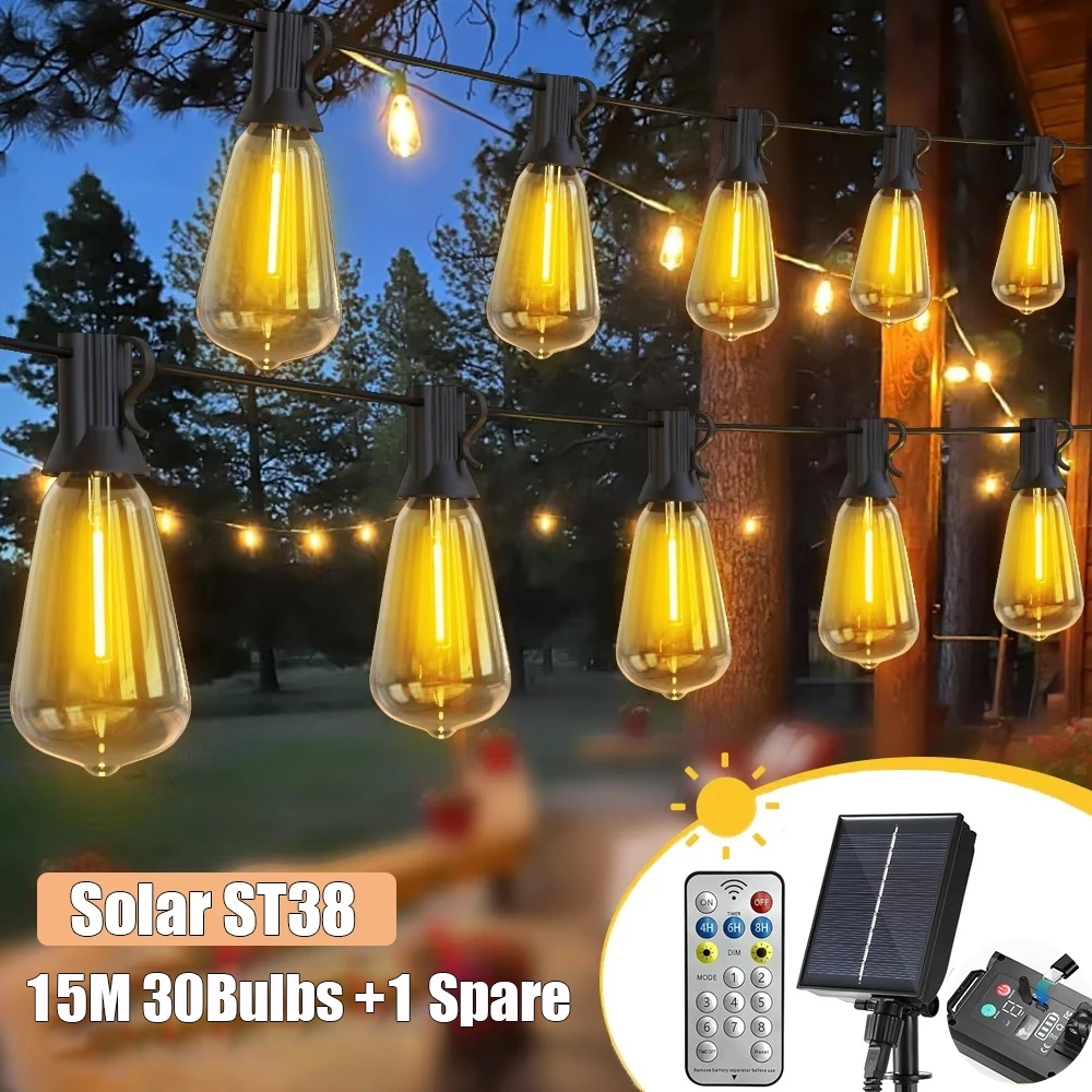 Powdeom 8 Modes Solar String Lights Christmas Decoration Outdoor ...
