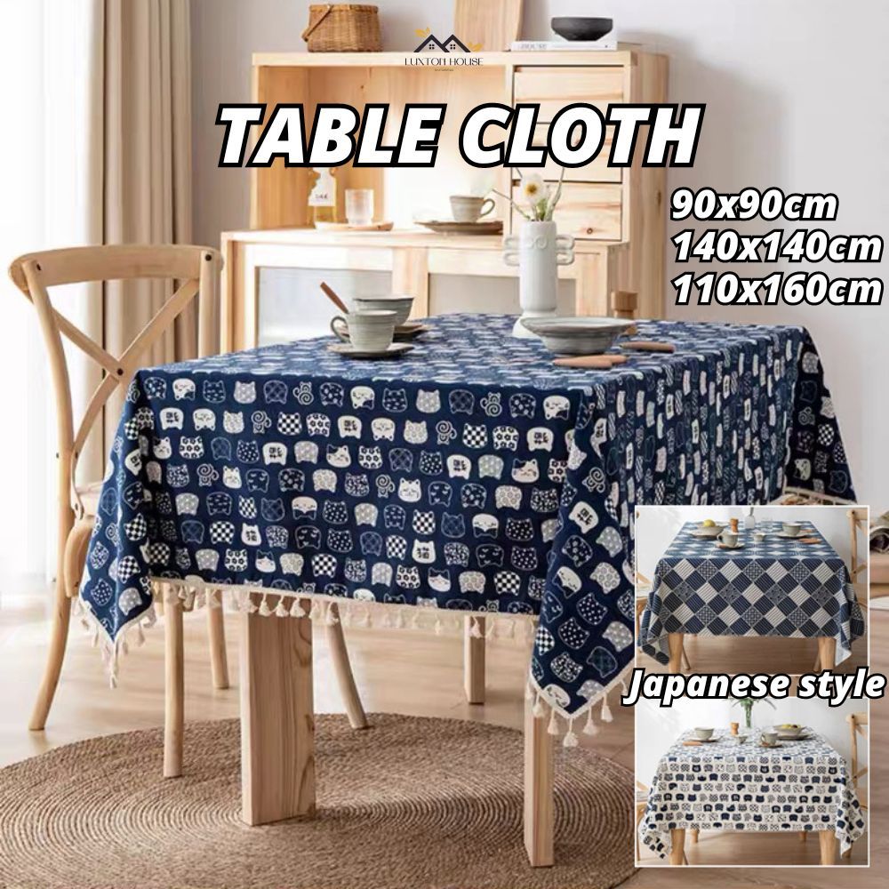 {SG} Square Cotton Table Cloth 140×140cm 110×160cm Table Cloth Stain ...