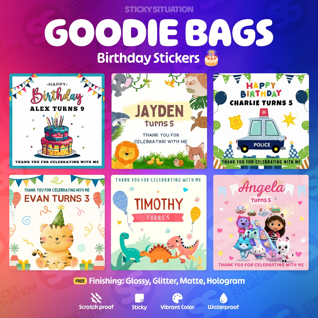 Personalized Birthday Stickers – Goodie Bag Stickers – Robocar, Paw ...