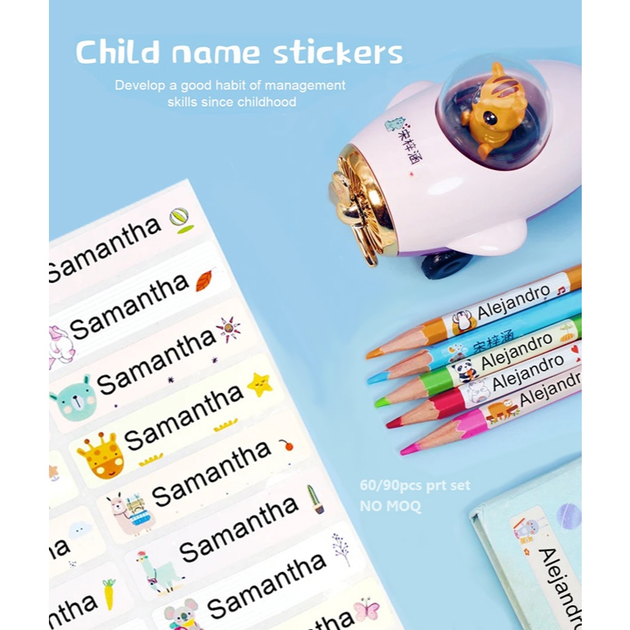60pcs/set Name Tag Sticker Customize Waterproof Stickers Children ...