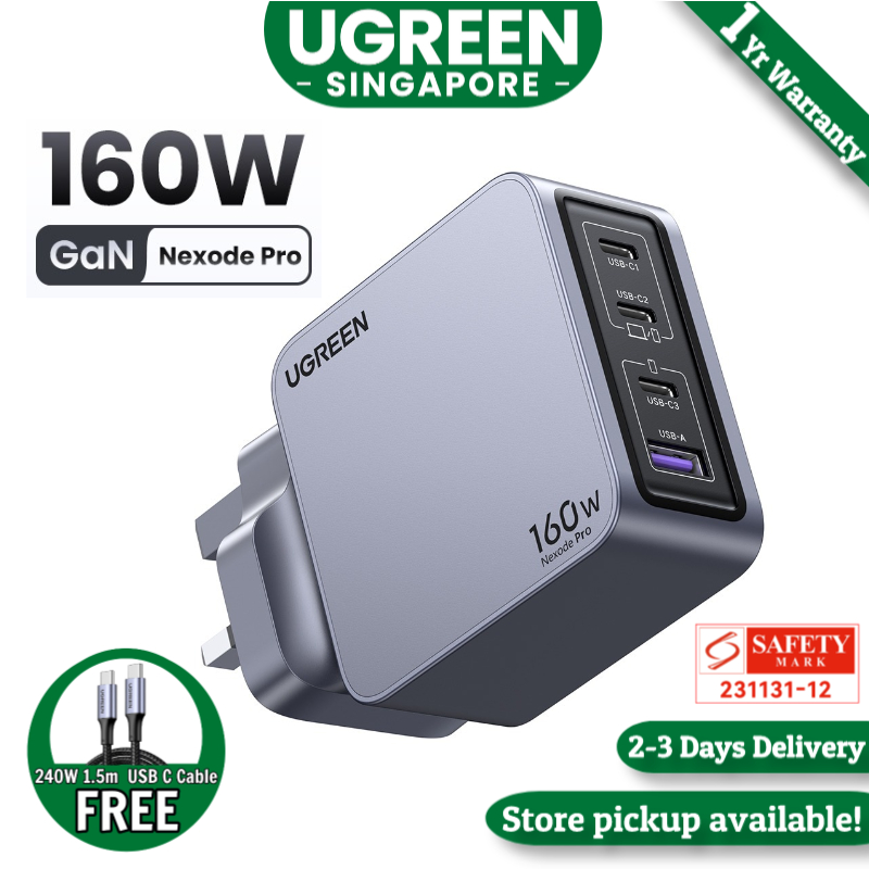 UGREEN Nexode Pro 160W USB C Charger, 4-Port PD 3.1 GaN Compact Fast ...