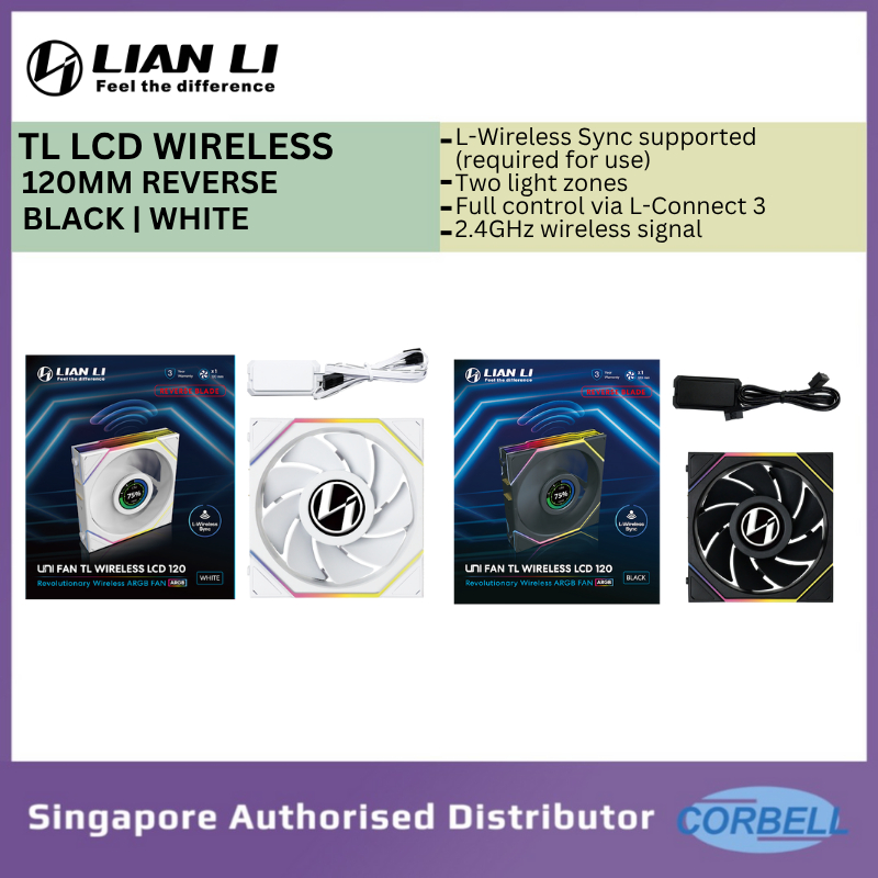 LIAN LI UNI FAN TL LCD 120 Wireless Reverse LED fan desktop casing LCD ...