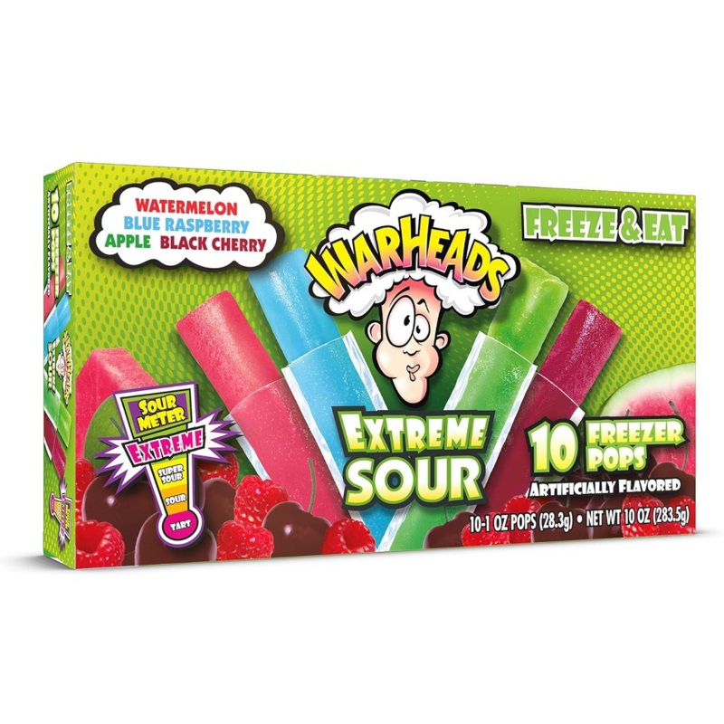 WARHEADS Extream Sour Watermelon FAT FREE Blue Raspberry Green Apple ...