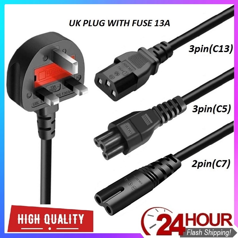 High Quality UK Plug 3 Pin C5 C7C C13 Power Cord 1.5M Computer AC Power ...