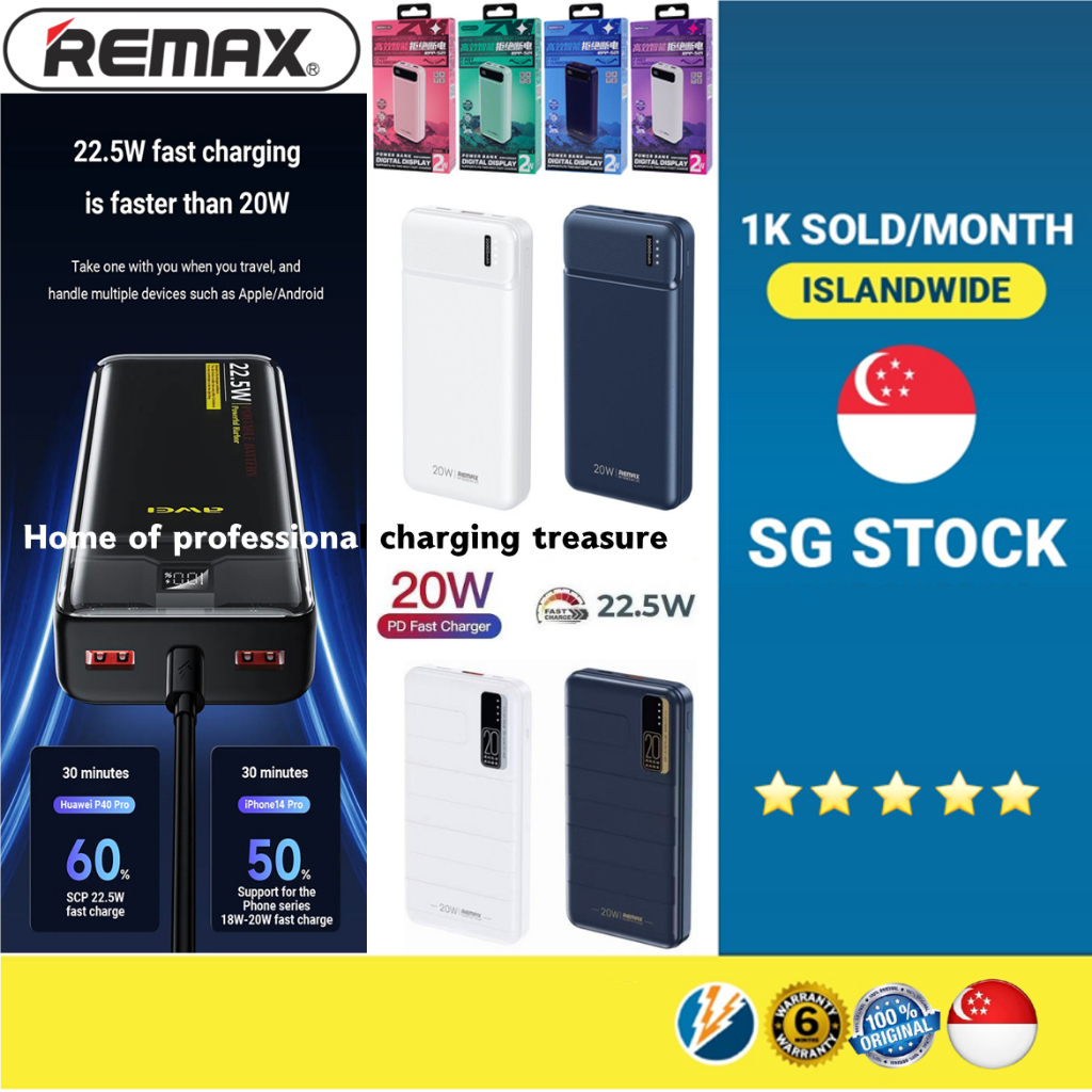【SG】REMAX PD 20W Powerbank 20000mAh PD+QC Fast Charging Slim Power Bank ...