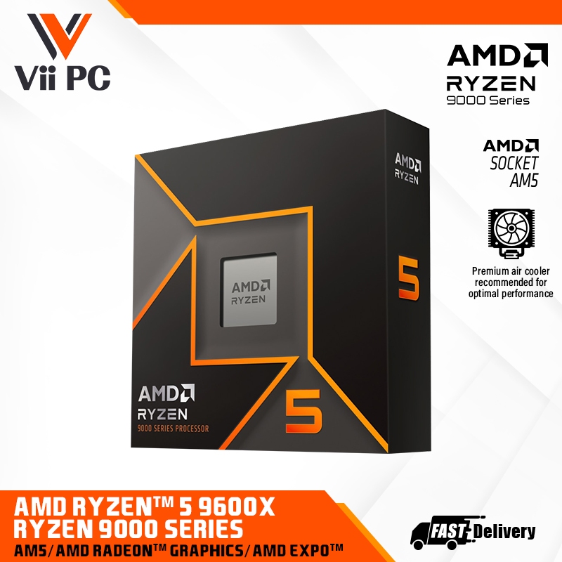 AMD Ryzen 5 9600X Zen 5 AM5 Up to 5.4Ghz Desktop Processor Support