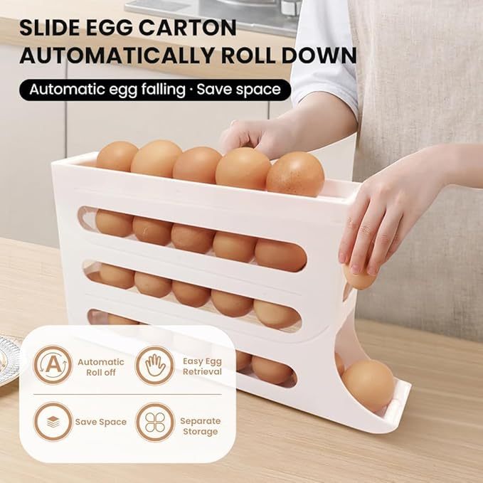 [SG] 4 Layers Automatic Scrolling Egg Rack Slide-type Egg Storage Box ...