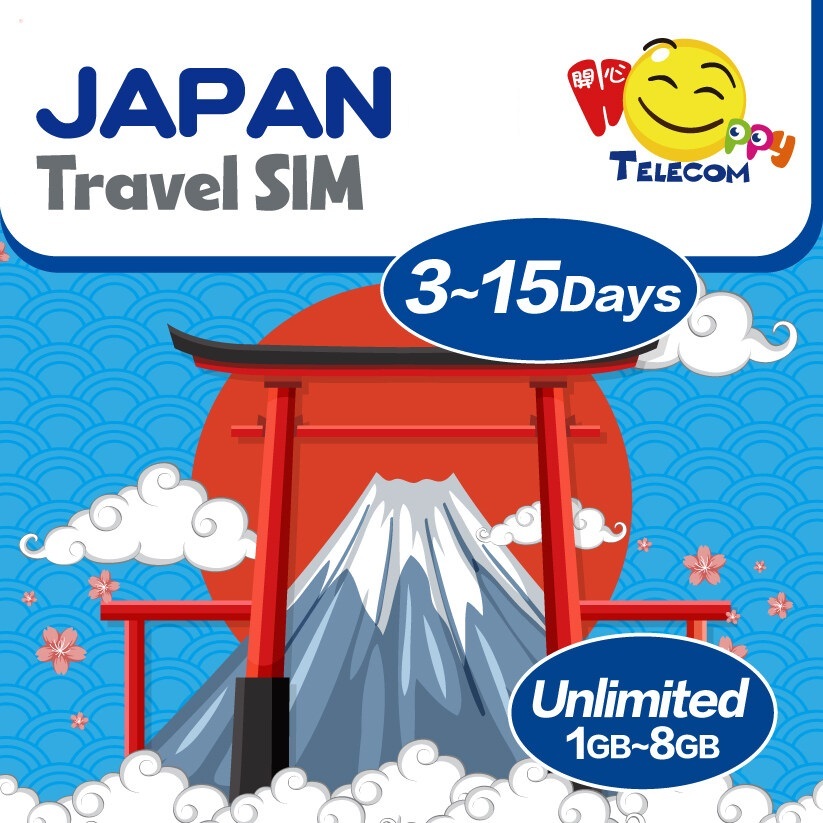 Happy Japan SIM Card - 3-15 Days 1-8GB Unlimited Data Prepaid Travel ...