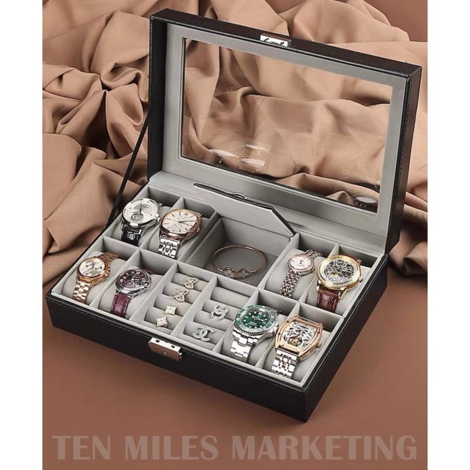 Premium Watch Display Storage Box Watches Case With Multi-Compartment ...