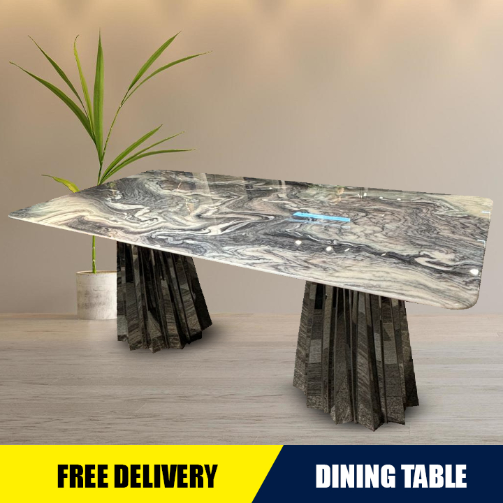 Moda Living Concept Natural Marble Dining Table, 12 Months Warranty ...