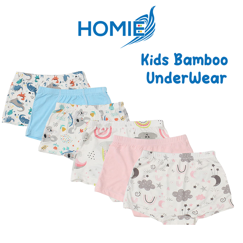 HOMIE 3 Pcs Set Soft Bamboo Underwear / Cute Boy Boxer Shorts Set ...