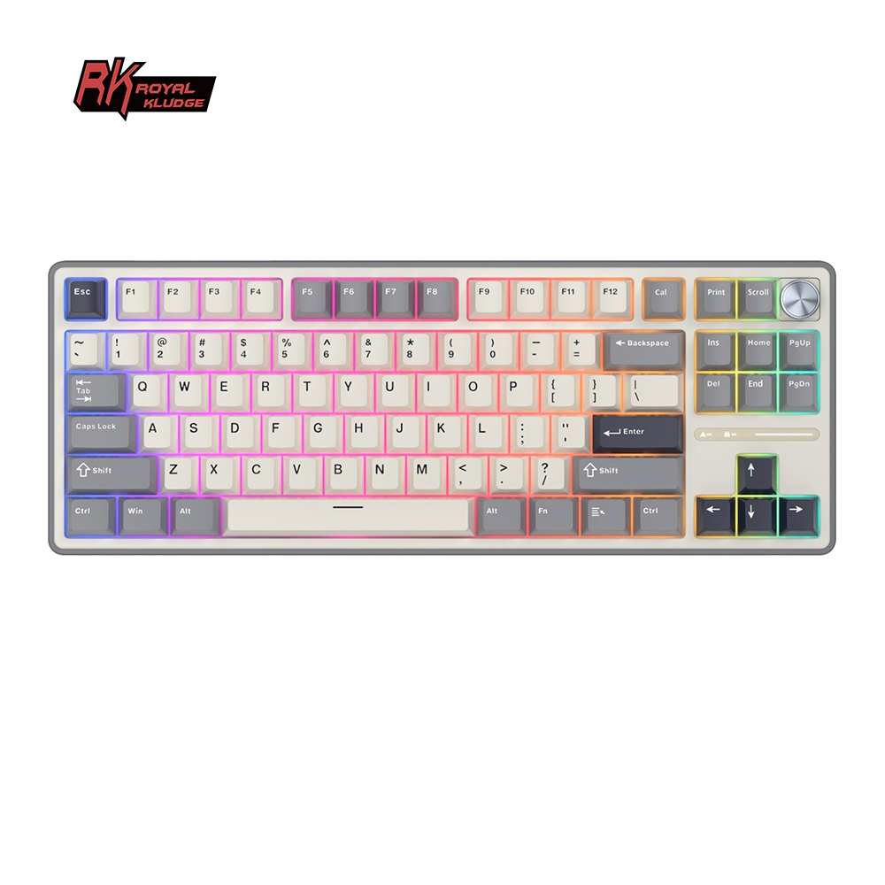 Royal Kludge RK R87Pro Half Grey 87 Key Gaming keyboard 80% with knob ...