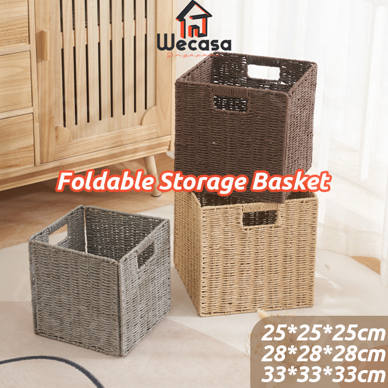 [SG] 33/28/25CM Rattan Basket Foldable Woven Storage Basket Rattan Box ...