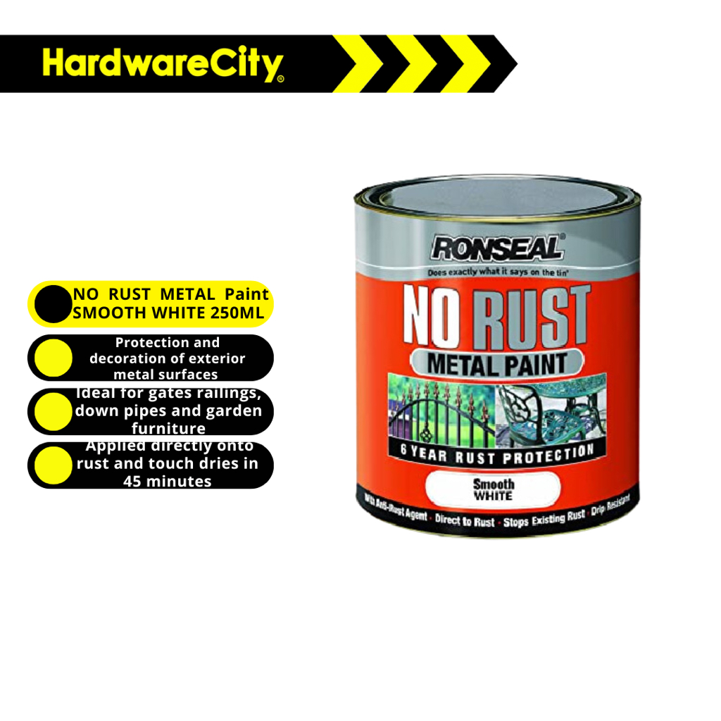 RONSEAL NO RUST METAL Paint SMOOTH WHITE 250ML | Shopee Singapore