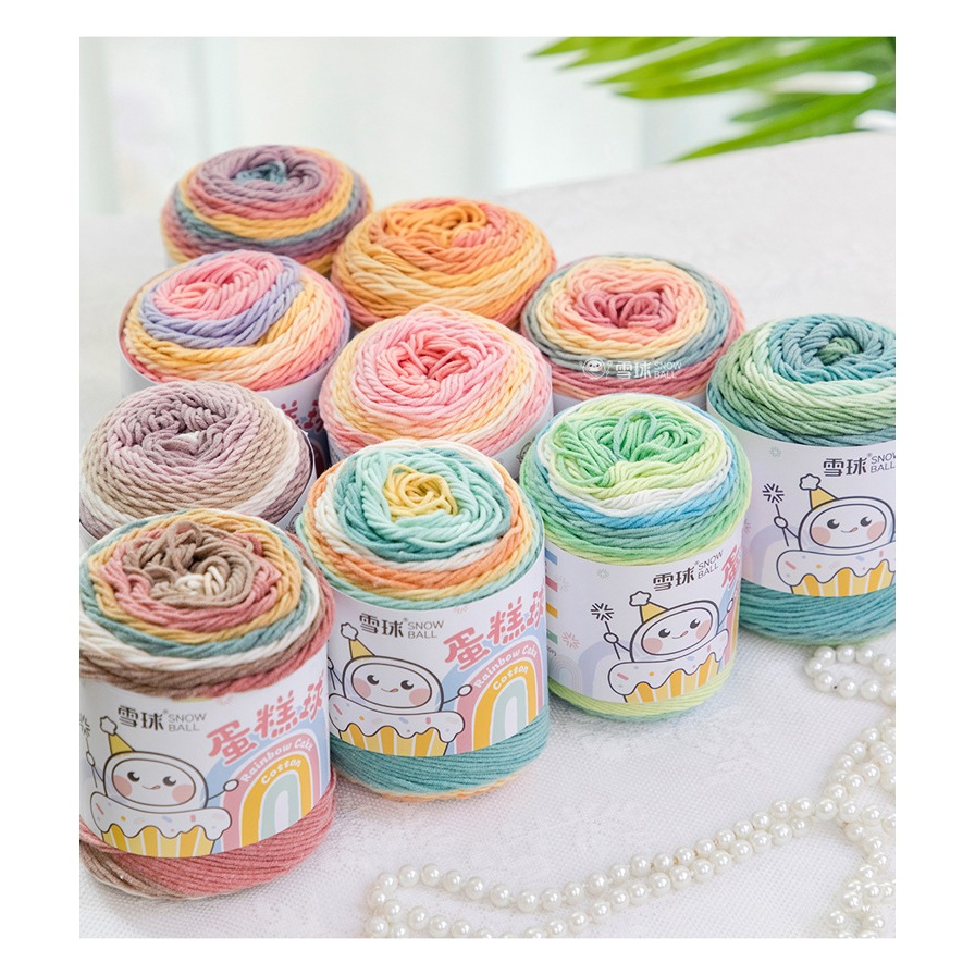 Snowball 5 Ply Rainbow Marshmallow Crochet Knitting Yarn 雪球5股彩虹棉毛线 ...