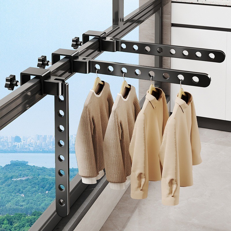 Space Saving Window Clothes Drying Rack Balcony Anti-theft Window ...