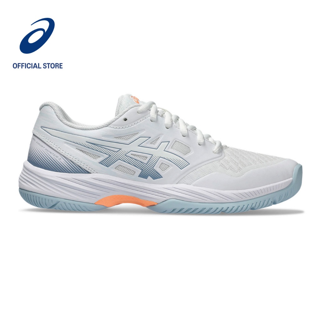 ASICS Women GEL COURT HUNTER 3 Indoor Court Shoes in White Grey Blue Shopee Singapore