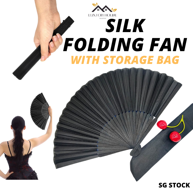 {SG} Folding Fan Foldable Fan Chinese Kung Fu Fan Silk Fan Bamboo ...
