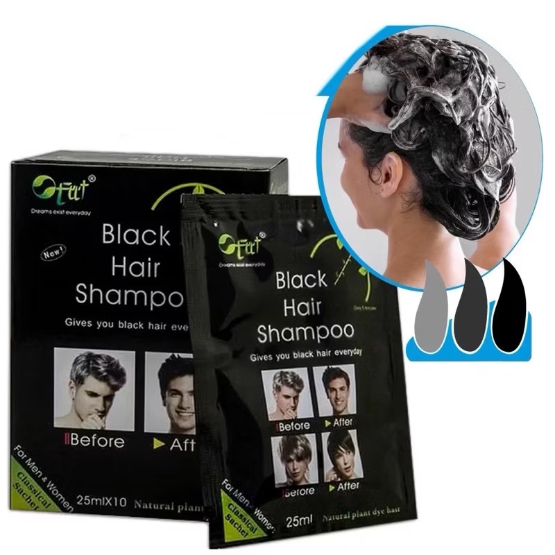 O Fat 5 Minutes Black Shiny Hair Herbal Dye Shampoo For Unisex Shopee Singapore