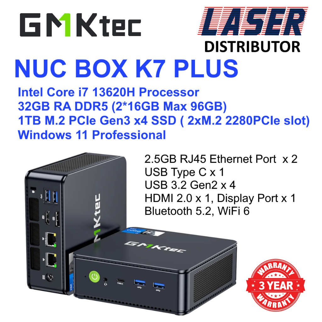 GMKTEC NUC BOX K7 Plus Mini Pc , Intel Core i7 13620H Processor, 32GB ...