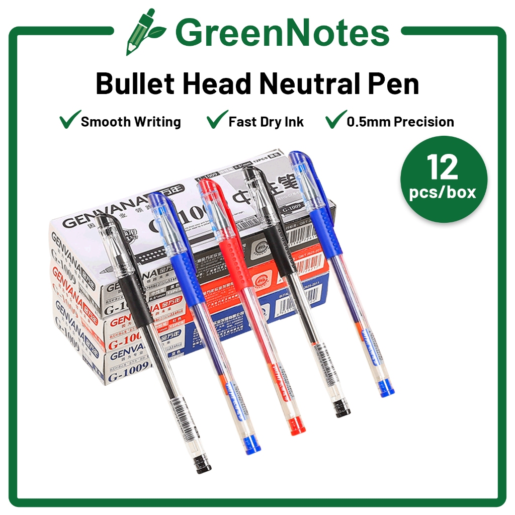 GENVANA Gel Ink Pen / 0.5m Ballpoint Pen / Black Pen / Red Pen / Blue ...