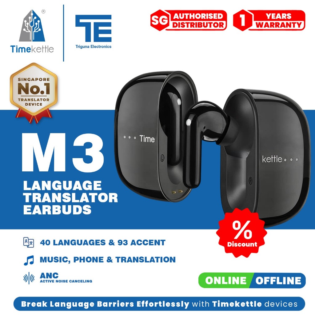 旅行用家電 Timekettle M3 Translator Earbuds 3-in-1 Timekettle M3 Voice Language Translator Earbuds/Earpieces