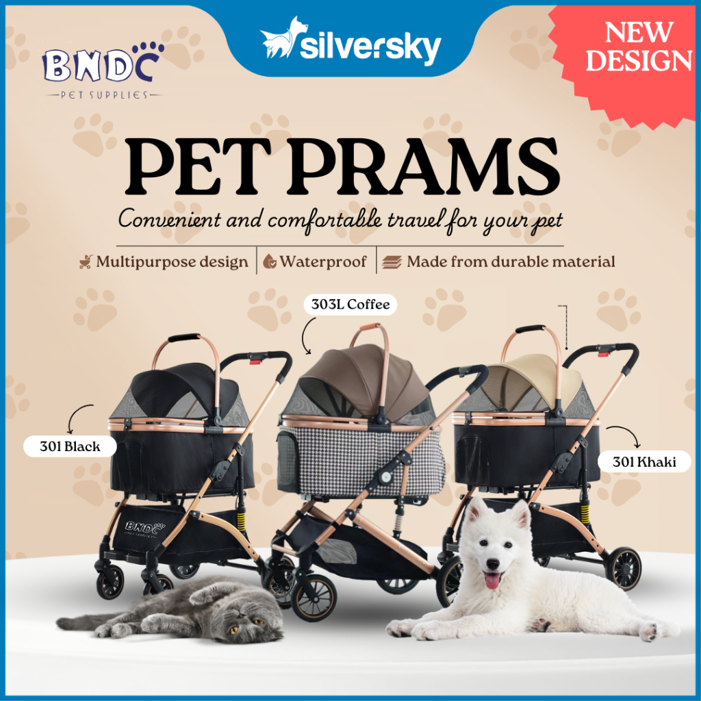 BNDC Multipurpose Pet Stroller Prams w Storage Space - Durable ...