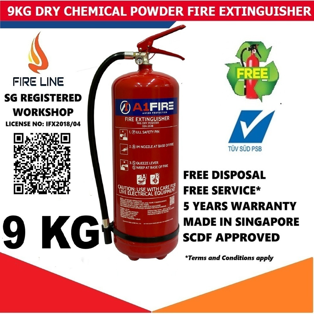 [ SCDF/PSB LABEL] 9 KG DRY POWDER FIRE EXTINGUISHER( SCDF REGISTERED ...