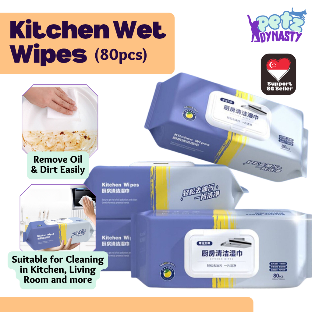 Kitchen Wet Wipes Degreaser Grease Removal 80pcs Quick Dry Cloth ...