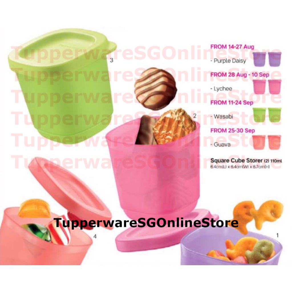 Tupperware 110ml Cubix Square Cube Mini Container Box Set of 2 | Shopee ...