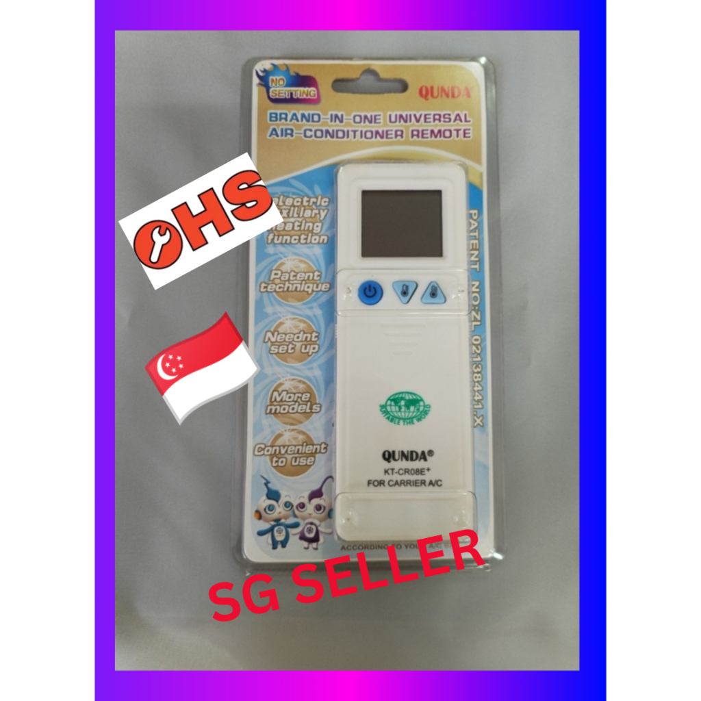Carrier Air Condition Universal Remote Control Qunda KT-CR08 | Shopee ...